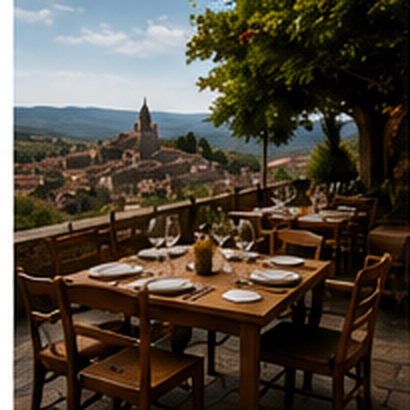 Terraza exterior del restaurante con vistas a la muralla