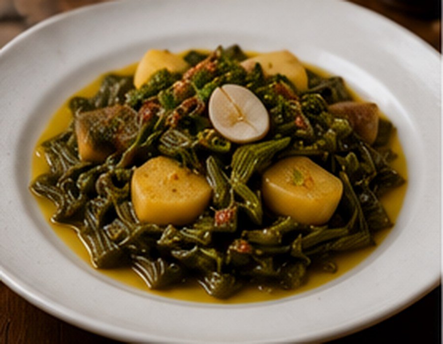 Borraja fresca con almendras y jamón